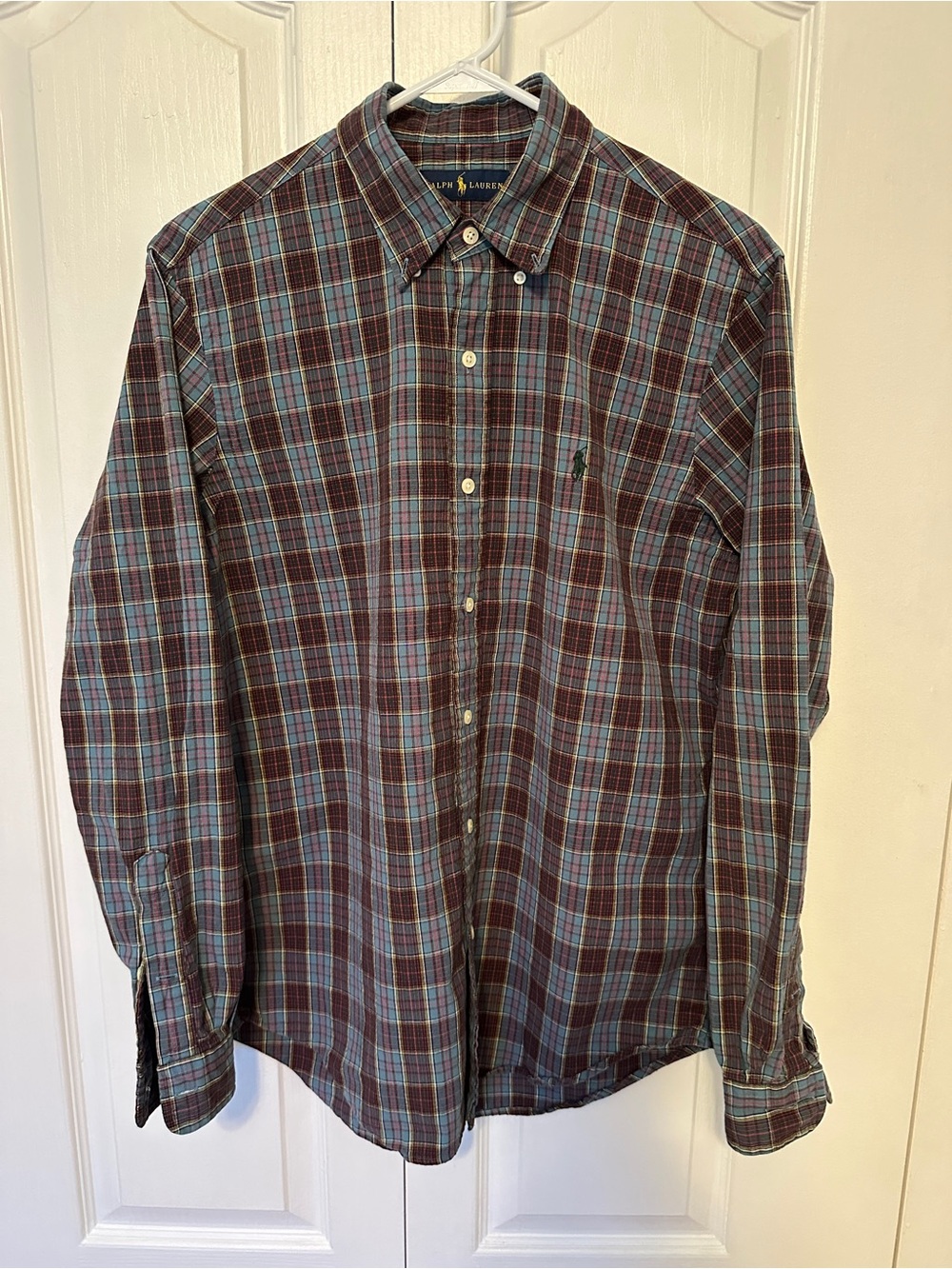 Ralph Lauren Plaid Button-Down Shirt — Blue & Brown